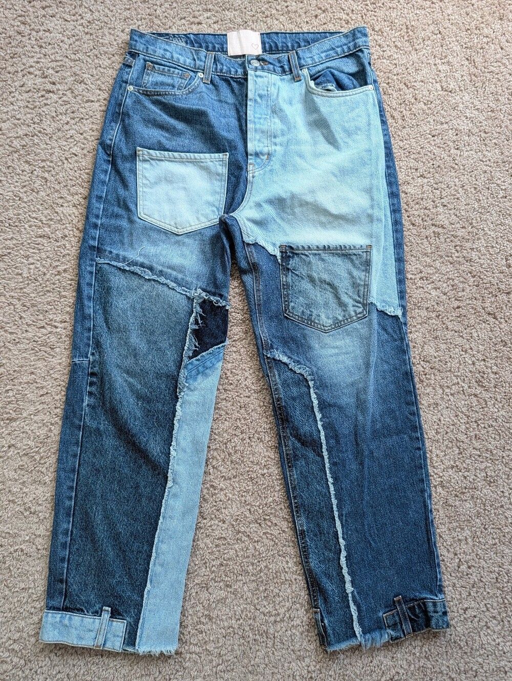 Revice Womens Blue Matchmaker Love At First Sight Patchwork Denim Jeans Size 32